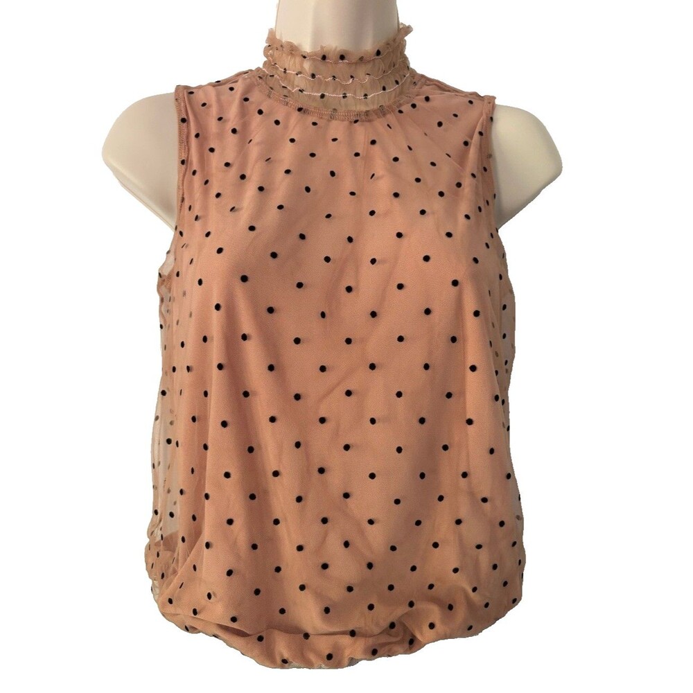 Banana Republic Pink Mesh Polka Dot Tank Top Coquette Y2K Vibes XS